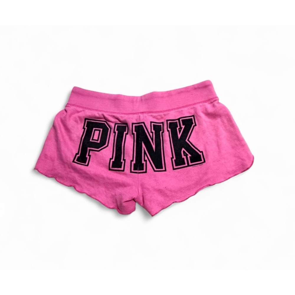 Victoria's Secret PINK Micro Shorts S Pink Black Logo Dog Heart Lounge Y2K